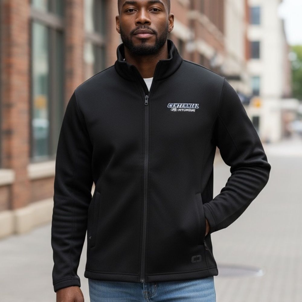 Ogio Full-Zip Black Knit Performance Jacket Men’s Lg Centennial Hyundai Logo